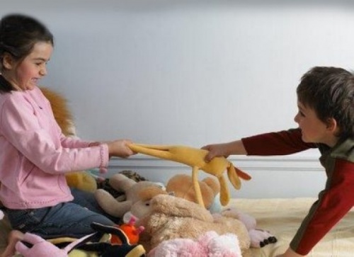 Bambini egoisti: fratelli che vogliono lo stesso giocattolo
