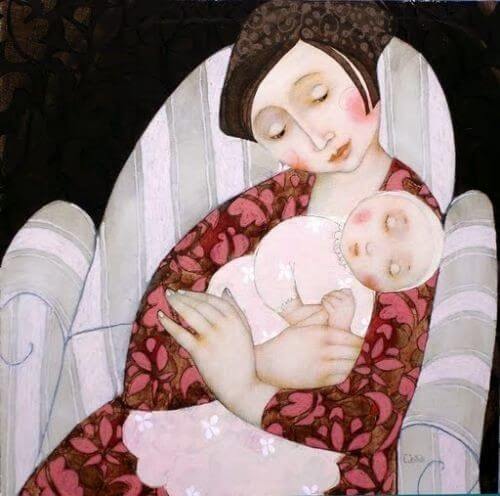 Una madre abbraccia la figlia mentre dorme. Le madri non dormono mai.