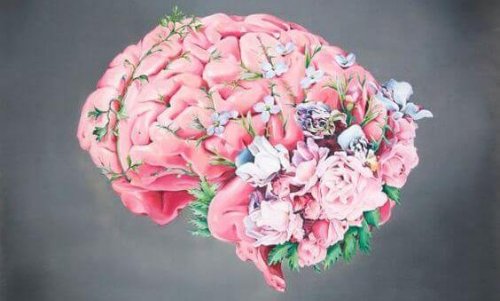 Cervello con fiori