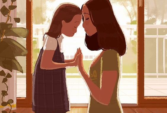 Felicità: madre e figlia, l'una di fronte all'altra.