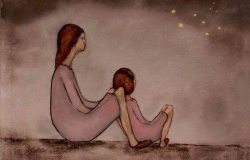 Mamma e figlia che guardano le stelle