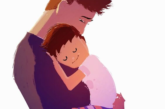 un figlio maschio dimostra il suo affetto