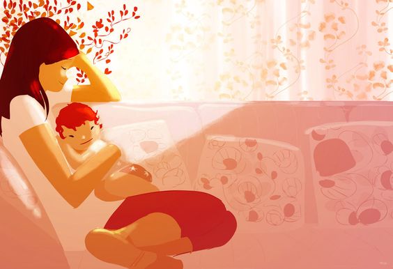 Riposo con mamma sul divano