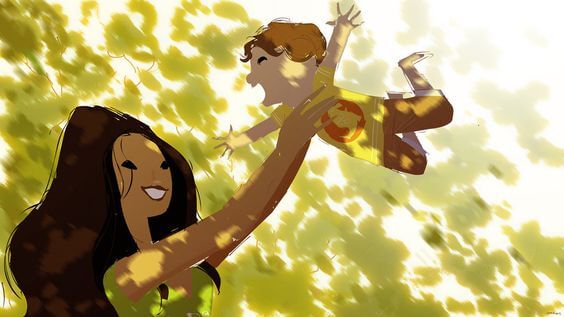 Mamma e figlio giocano insieme