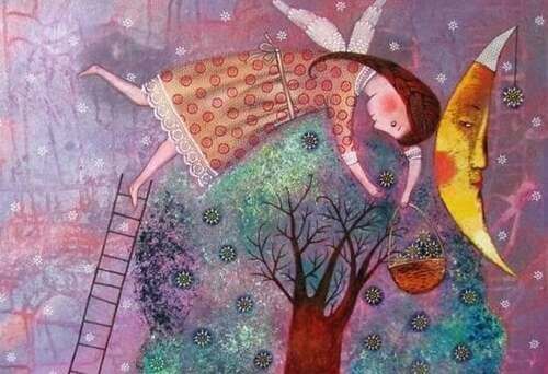 Donna su un albero
