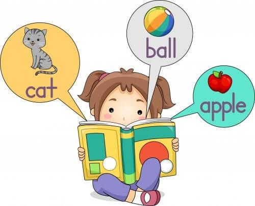 Bambina che memorizza parole inglesi