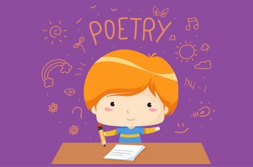 Bambino che scrive una poesia