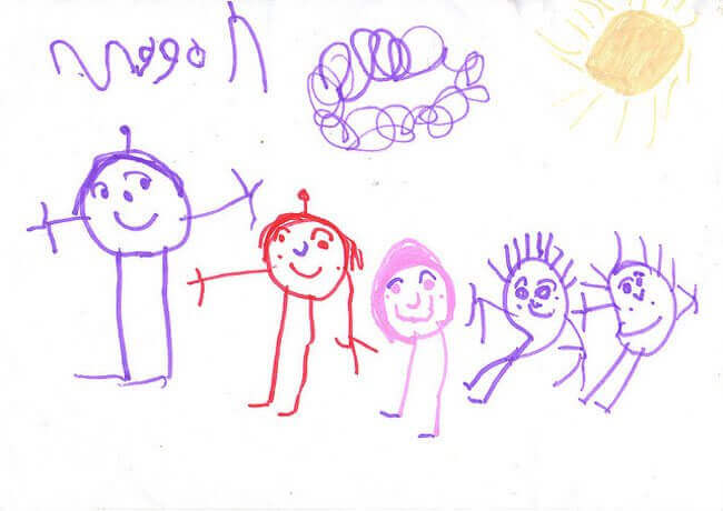 Disegno infantile con figure umane