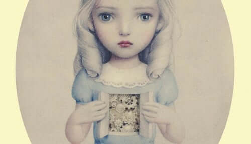 disegno bambina con meccanismo all'interno del corpo