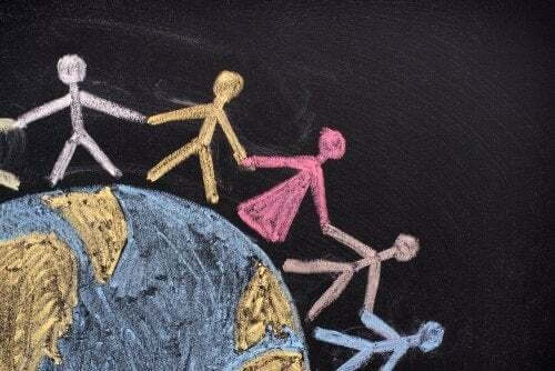 Convivenza. Disegno di persone che si tengono per mano